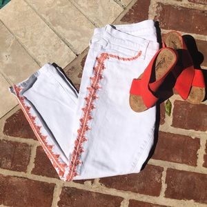 Lucky White Jeans with Orange detail